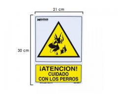 Cartel Cuidado con Los Perros 30X21cm INDICACION RECINTOS
