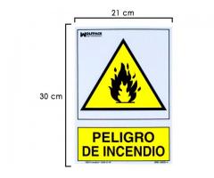 Cartel PELIGRO DE INCENDIO 30X21cm CAMPINGS EXCURSIONES